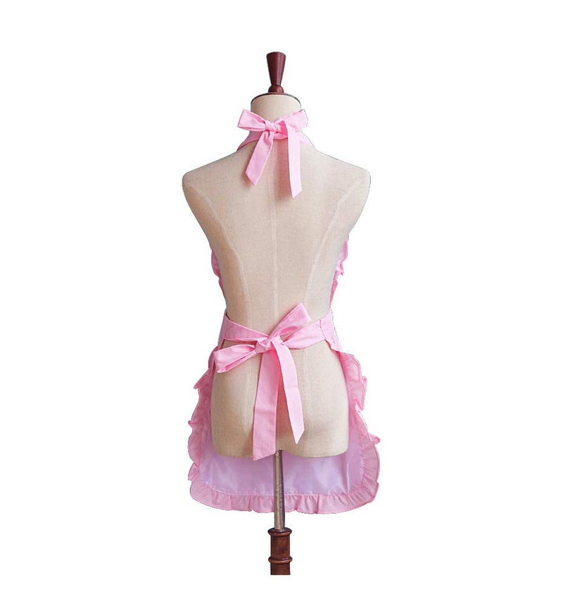 Love Potato Cute Girls Bowknot Lady's Kitchen Restaurant Women's Cake Apron Fashion Funny Aprons for Christmas Gift (Pink) - Image 2